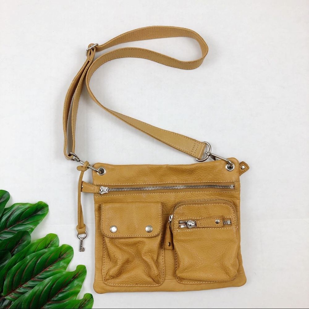 Fossil Tan Pebble Leather Crossbody Bag